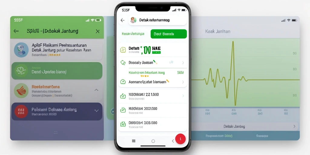 Screenshot antarmuka aplikasi Detak Jantung 555F yang sederhana dan informatif.