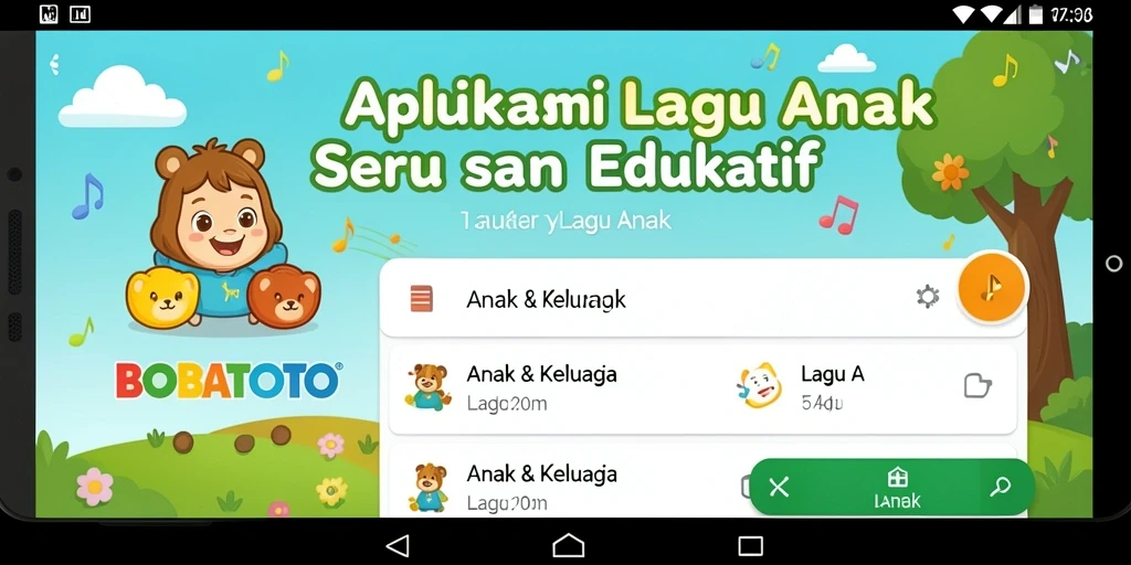 Tampilan antarmuka BOBATOTO yang ramah anak dengan musik yang menyenangkan.