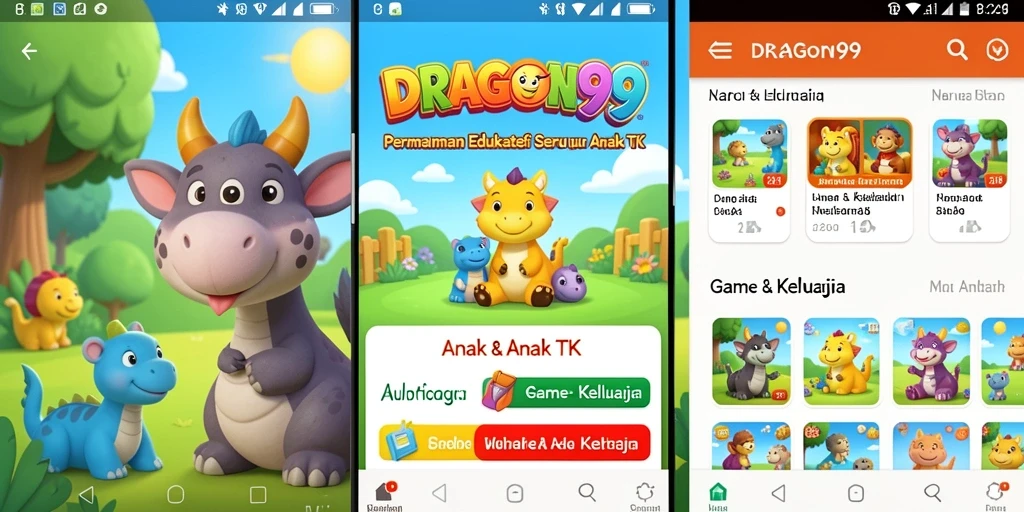 Antarmuka menarik dan interaktif dari DRAGON99 untuk anak-anak.