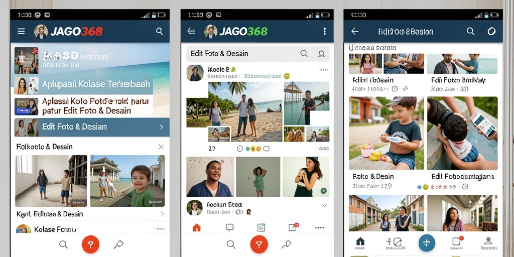 Tampilan antarmuka JAGO368 dengan berbagai fitur kolase foto.