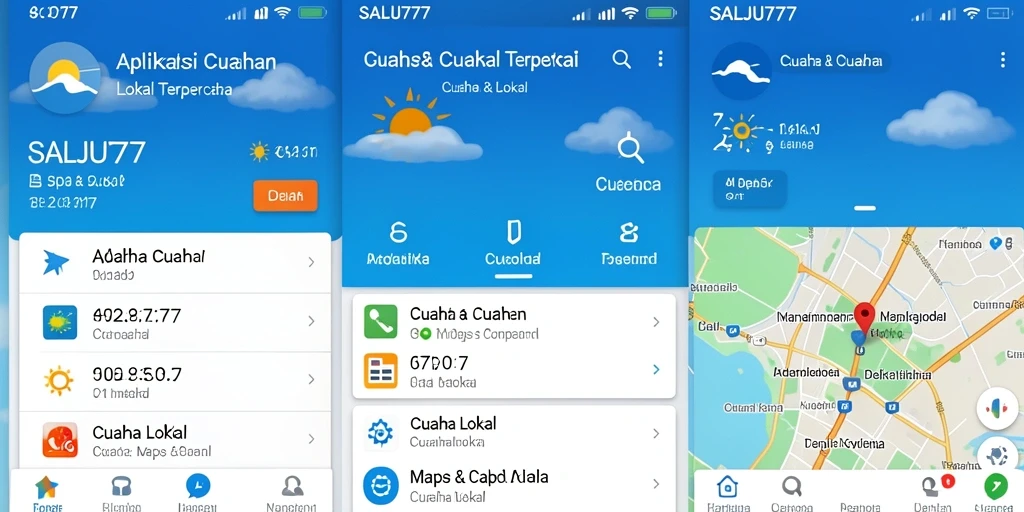 Antarmuka aplikasi SALJU777 menampilkan kondisi cuaca lokal secara jelas.