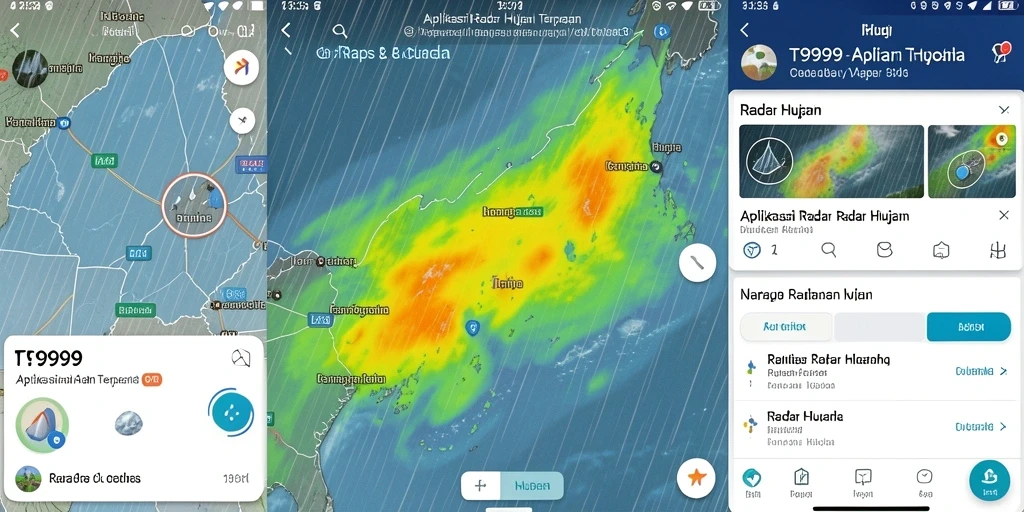 Antarmuka T9999 menunjukkan peta radar hujan yang jelas dan informatif.